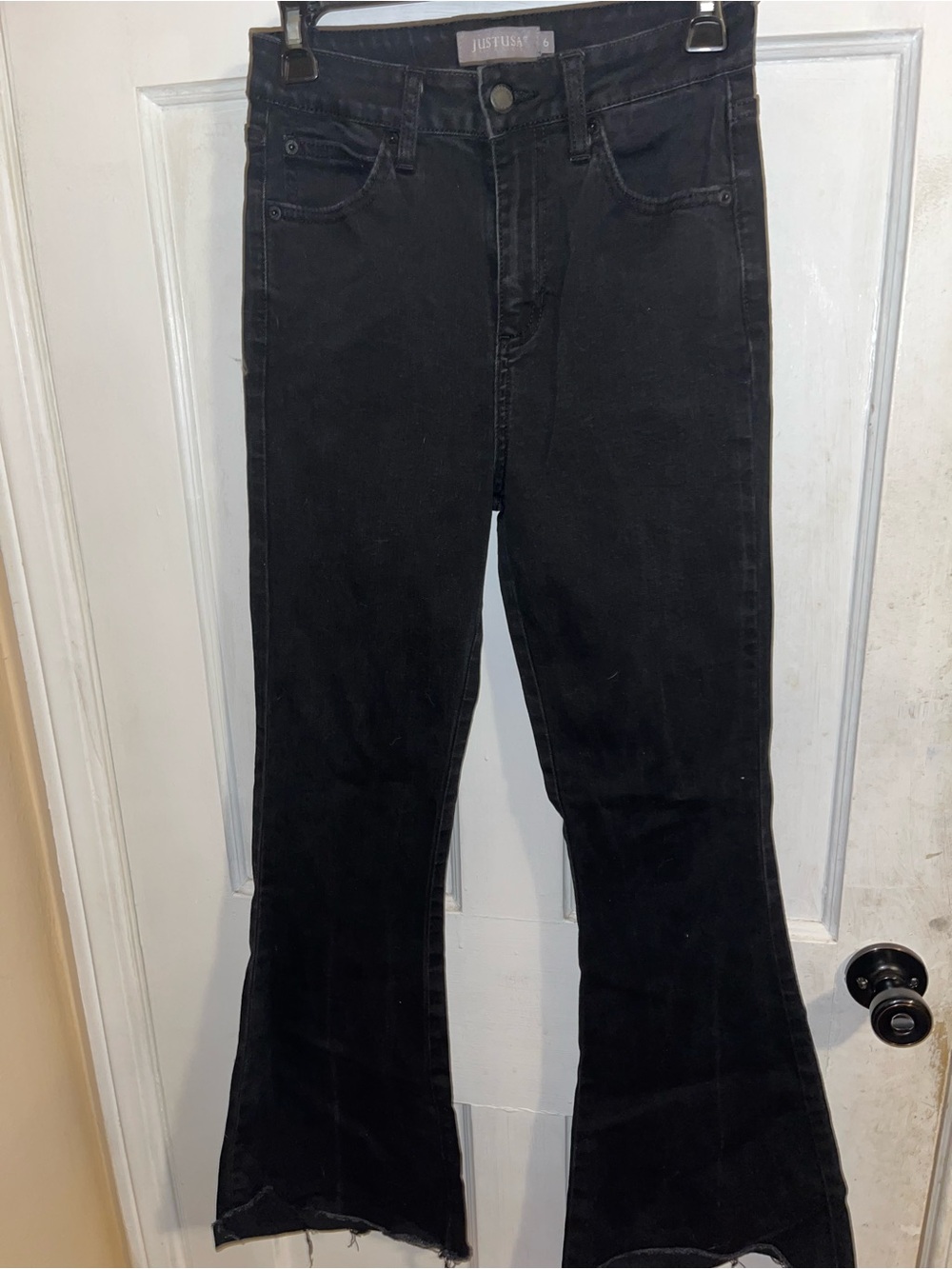 Just USA Black High-Rise Wide-Leg Flare Jeans
